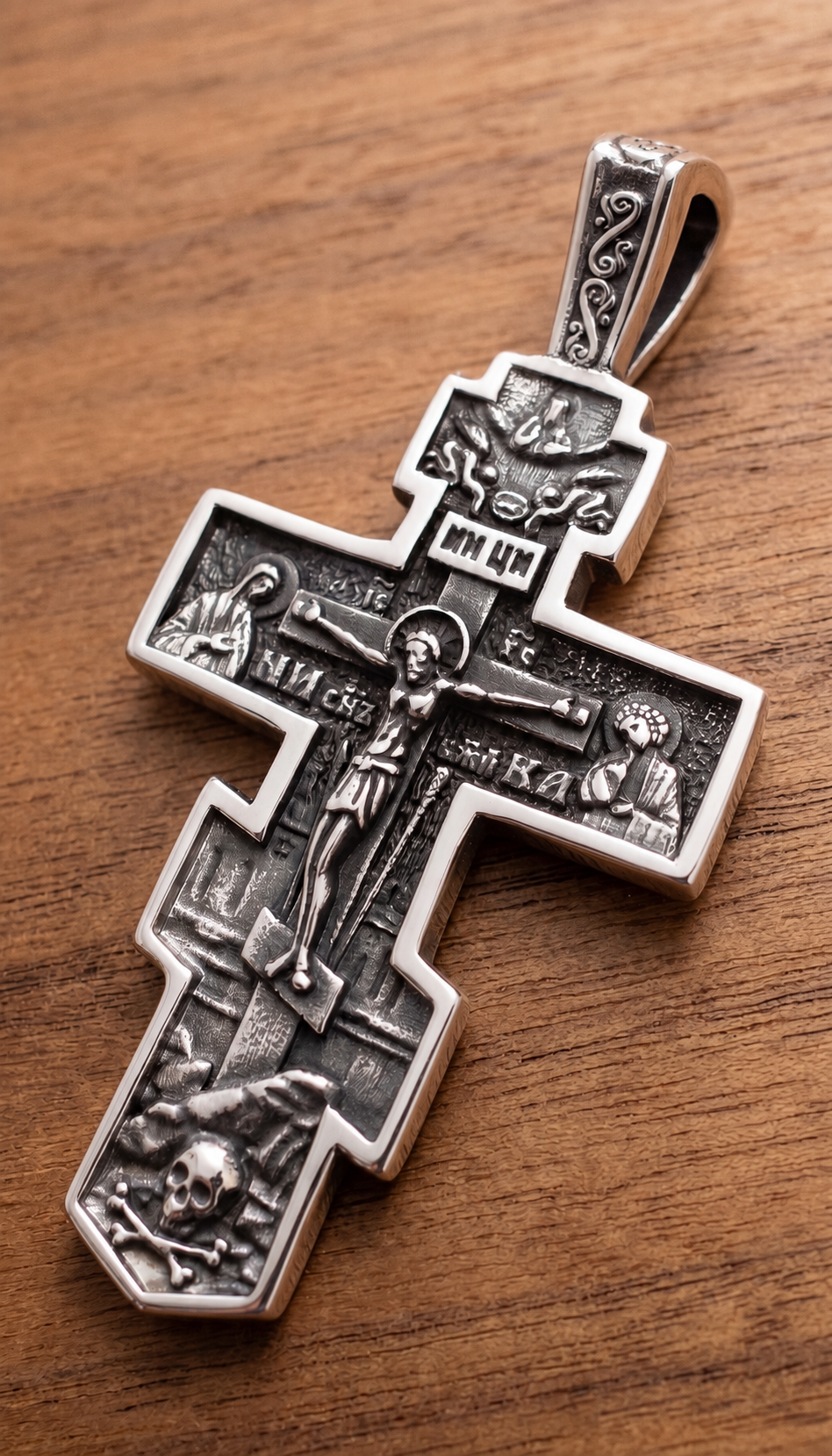 Orthodox Crucifix - Silver Color - Stainless Steel Cross 70x39mm 20.2g