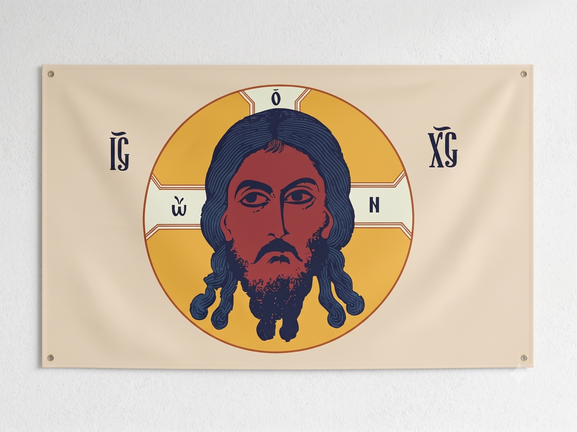 Orthodox Christ Pantocrator - Gold Color - Flag 150x90cm