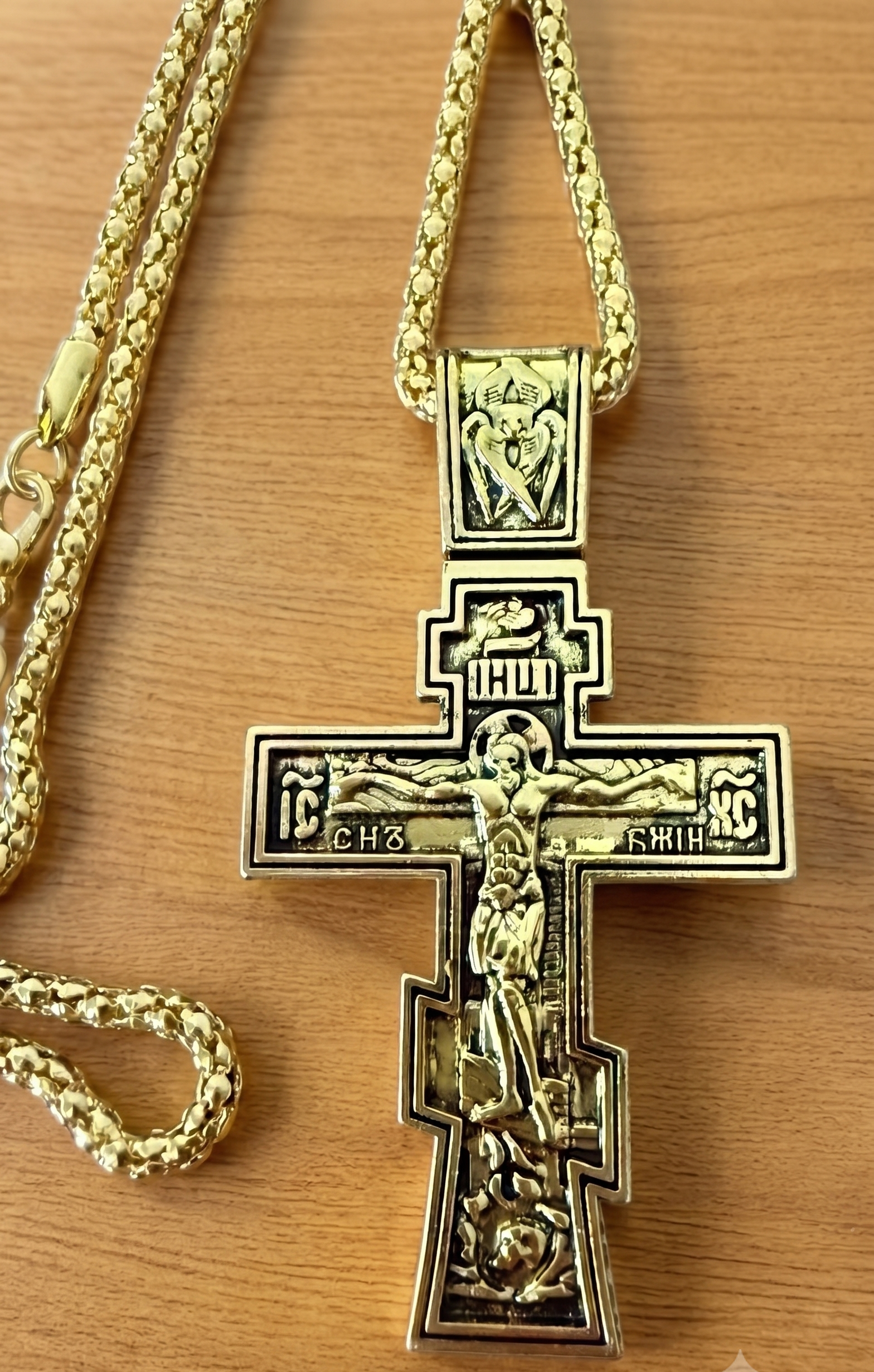 Orthodox Crucifix - 60cm Chain - Gold Color - Stainless Steel Cross