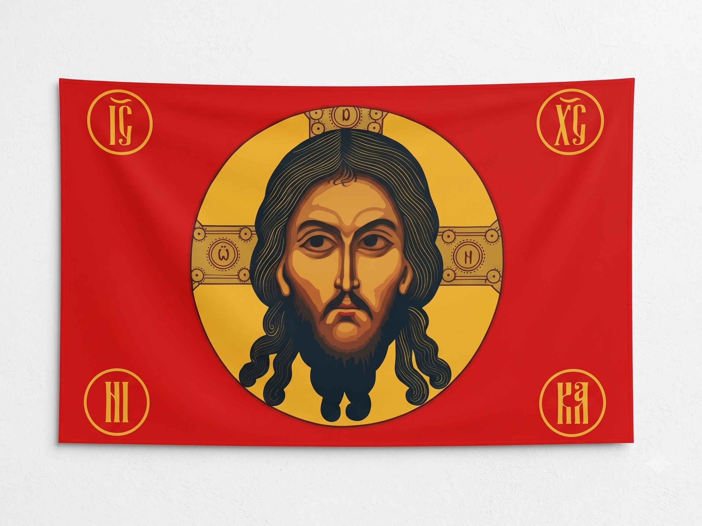 Orthodox Christ Pantocrator - Red Color - Flag 150x90cm