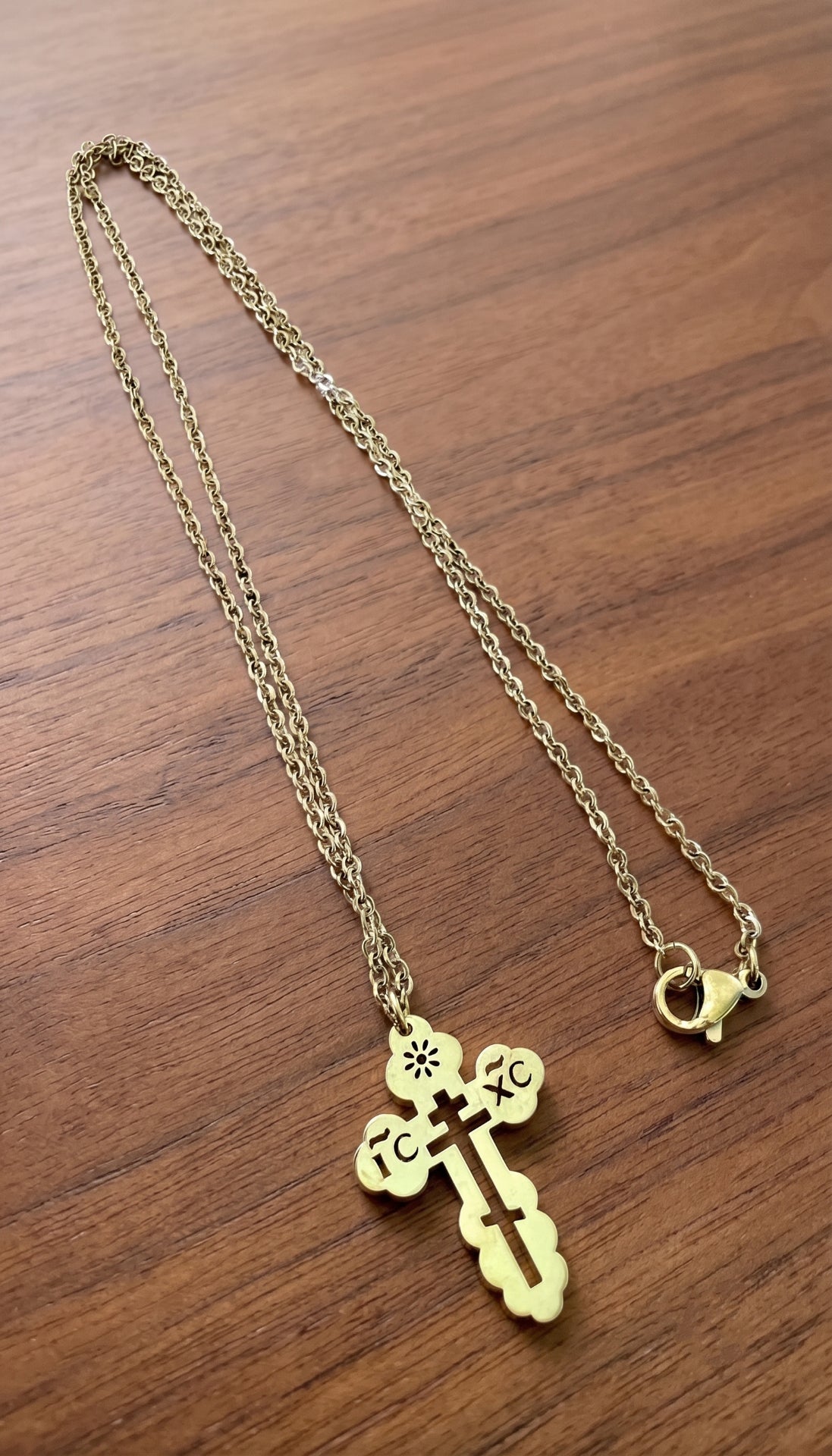 Orthodox IC XC - Gold Color - Stainless Steel Cross