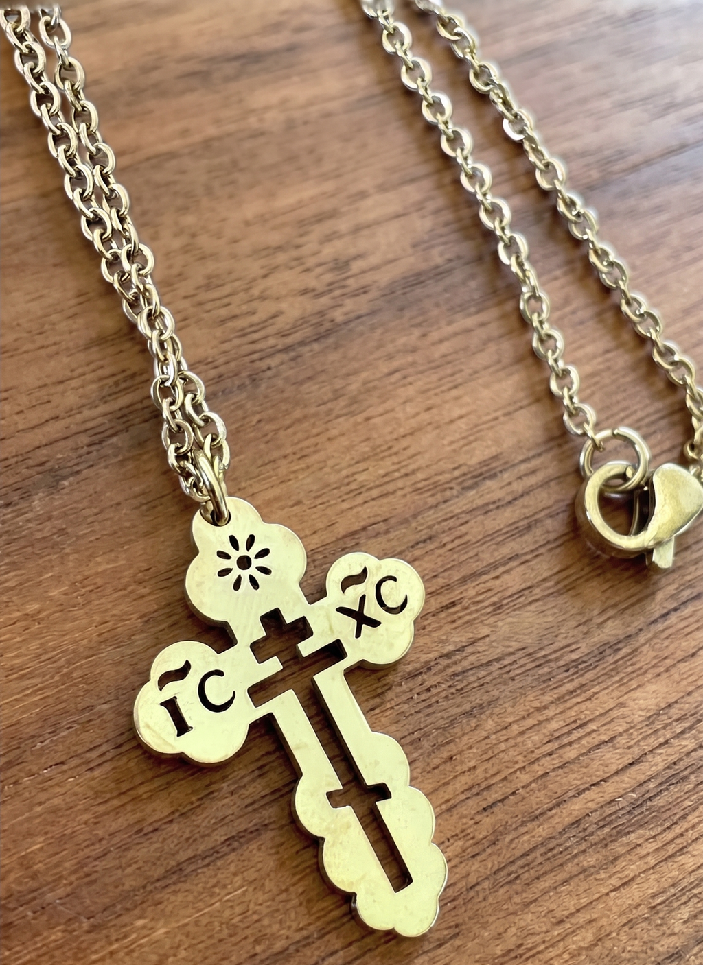 Orthodox IC XC - Gold Color - Stainless Steel Cross