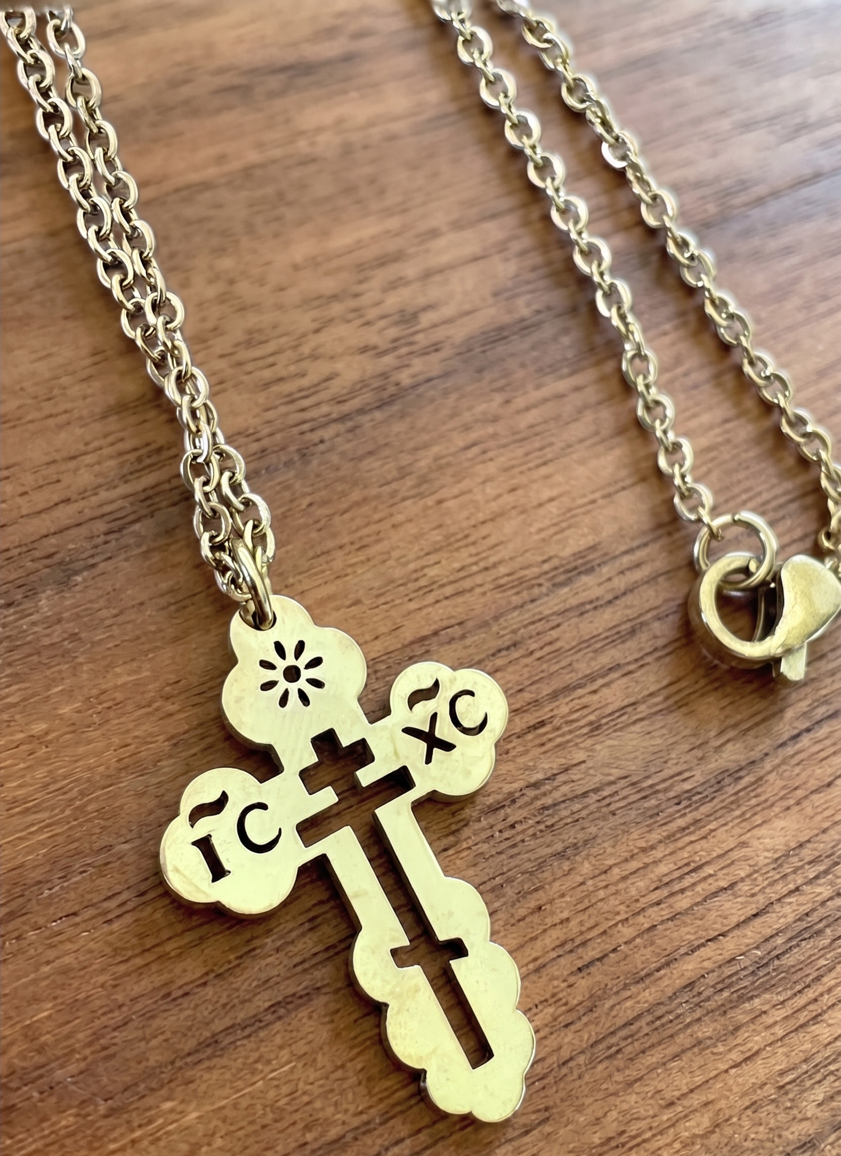 Orthodox IC XC - Gold Color - Stainless Steel Cross