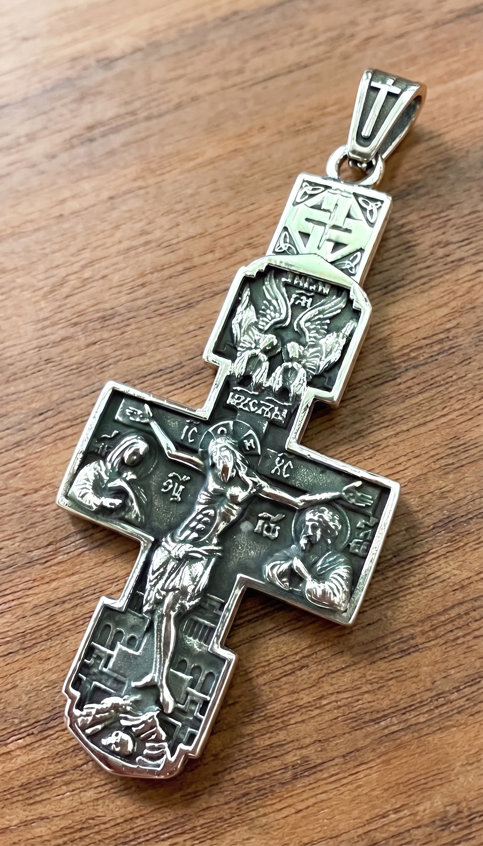 Orthodox Crucifix - Silver Color - Stainless Steel Cross 70x39mm 20.2g