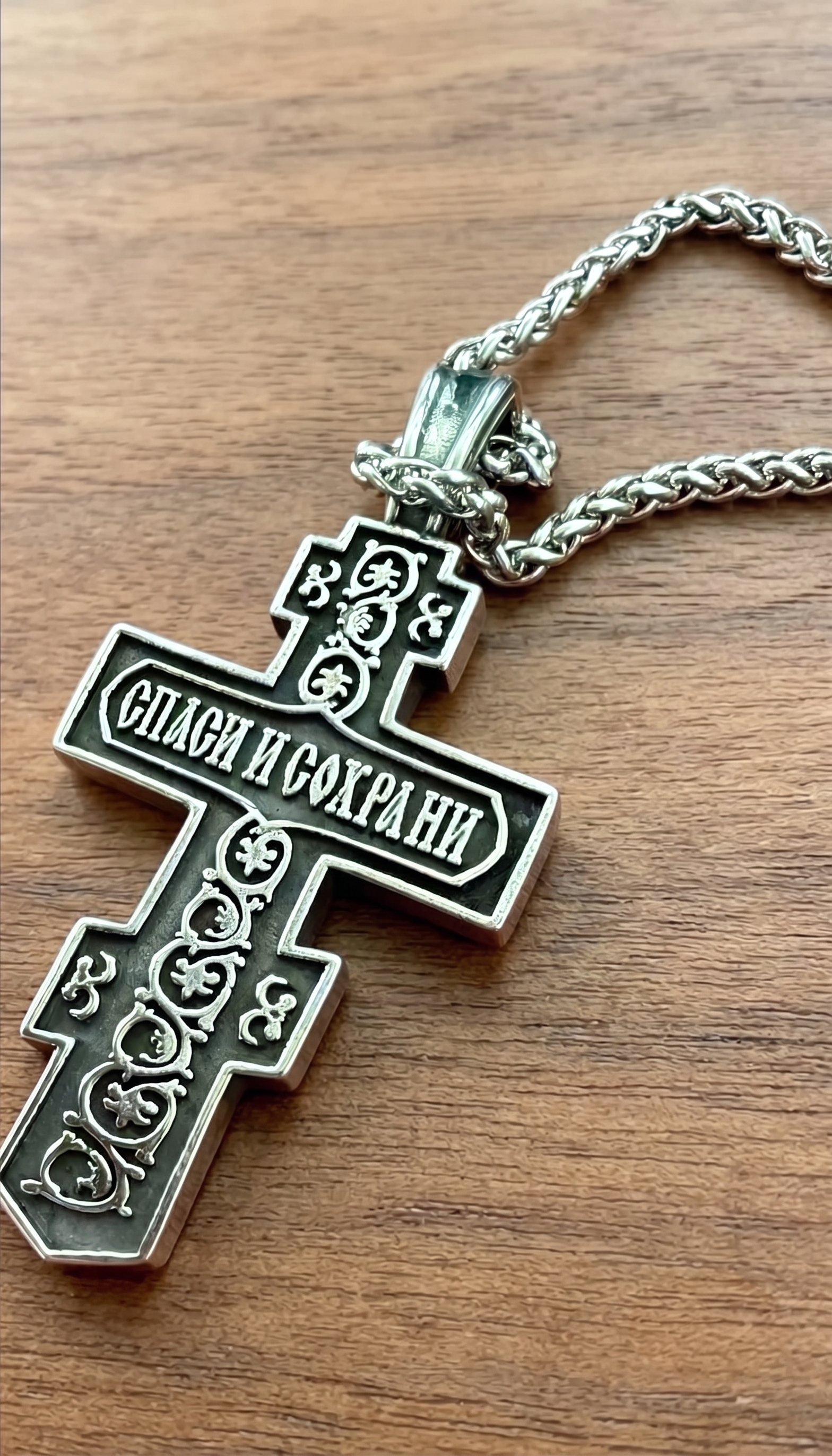 Orthodox Crucifix - Silver Color - Stainless Steel Cross 70x39mm 20.2g