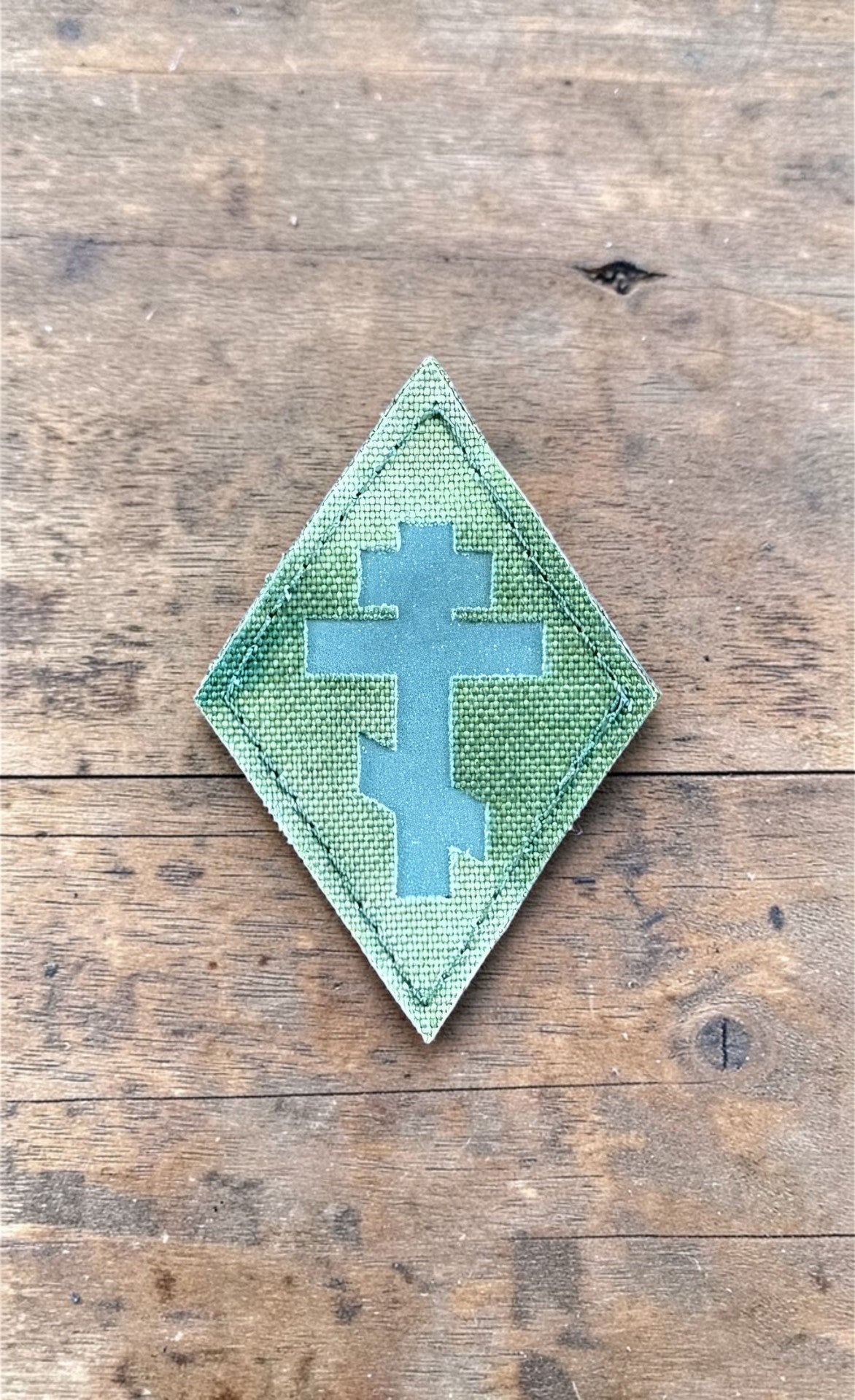 Orthodox Cross - Green Color - Hook & Loop Patch