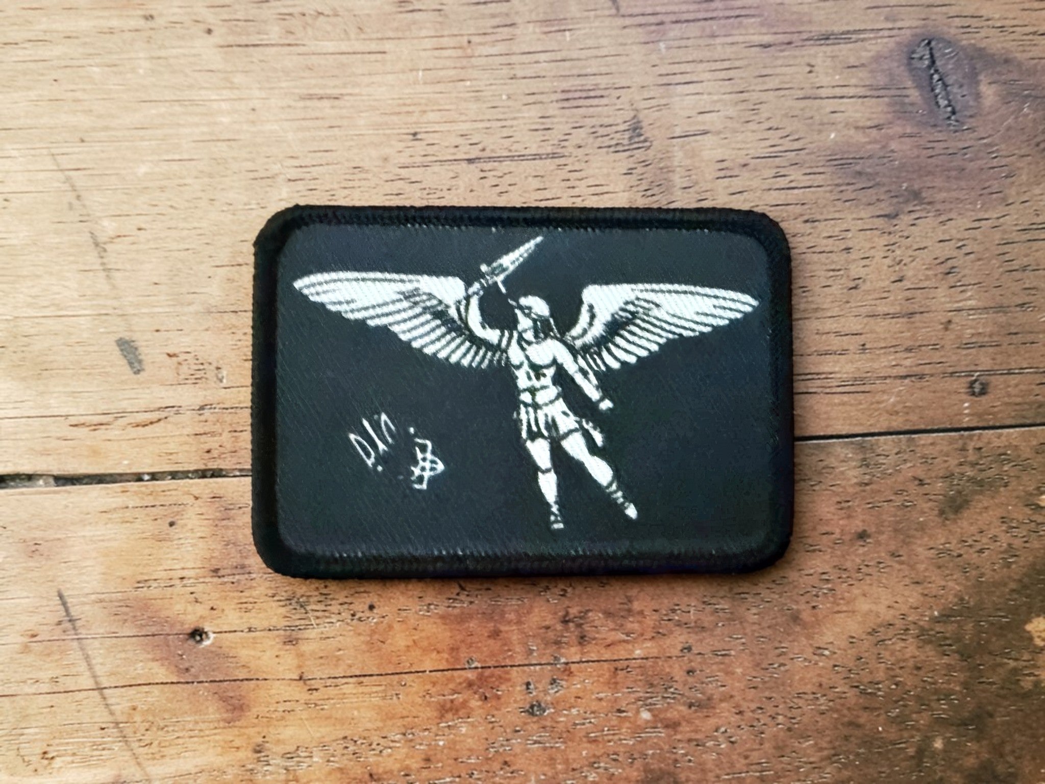 Orthodox Archangel Michael - Black&White Color - Hook & Loop Patch