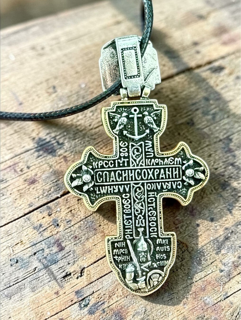 Orthodox Crucifix - Black&Gold Color - Stainless Steel Cross