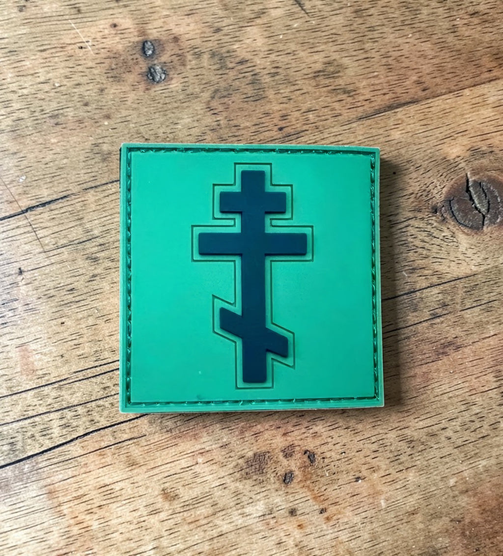 Orthodox Cross - Black&Mint Color - PVC Hook & Loop Patch