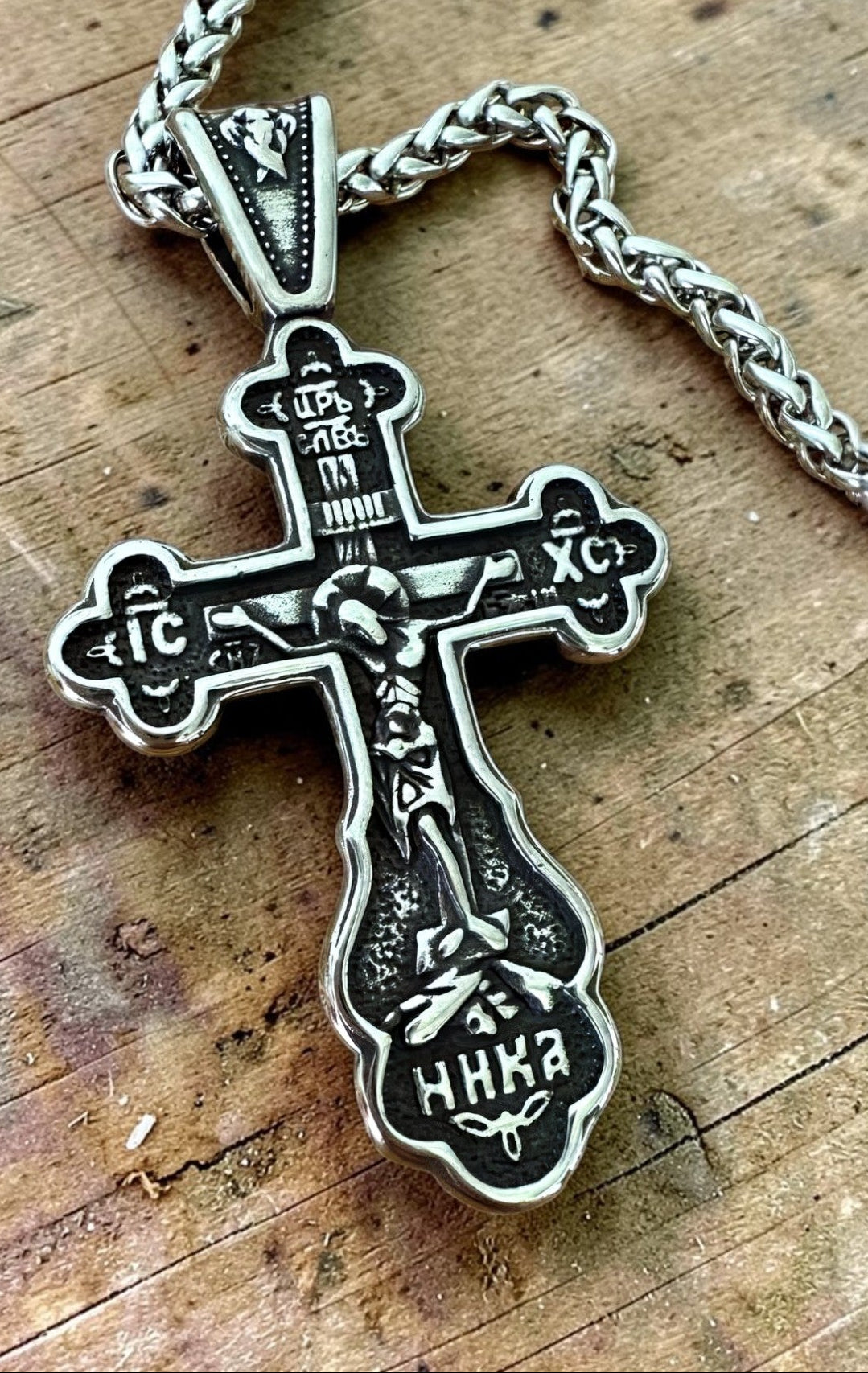 Orthodox Crucifix - Silver Color - Stainless Steel Cross