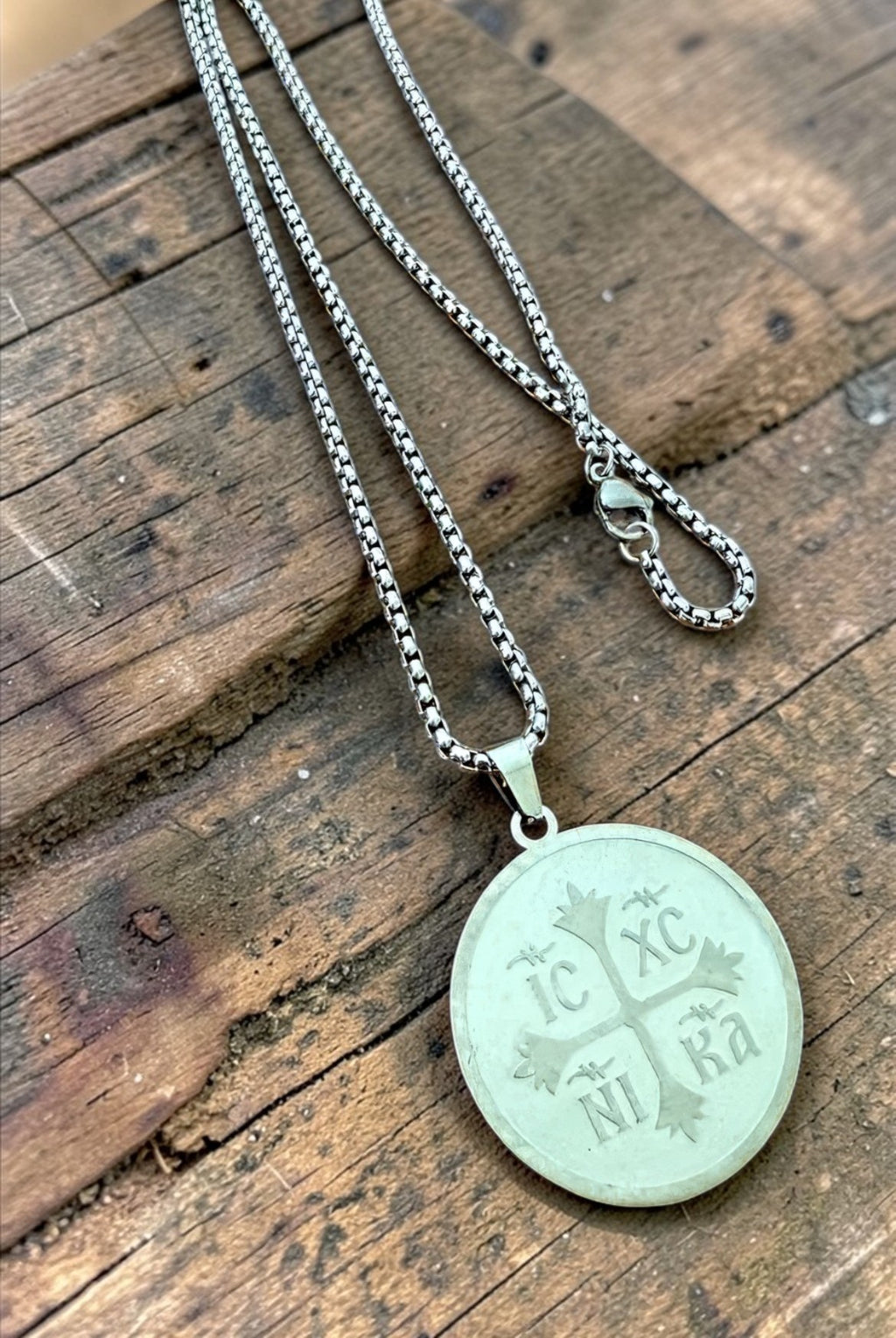 Orthodox IC XC NIKA - Silver Color - Stainless Steel Medallion