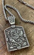 Orthodox St. George - Silver Color - 60cm Chain - Stainless Steel Medallion