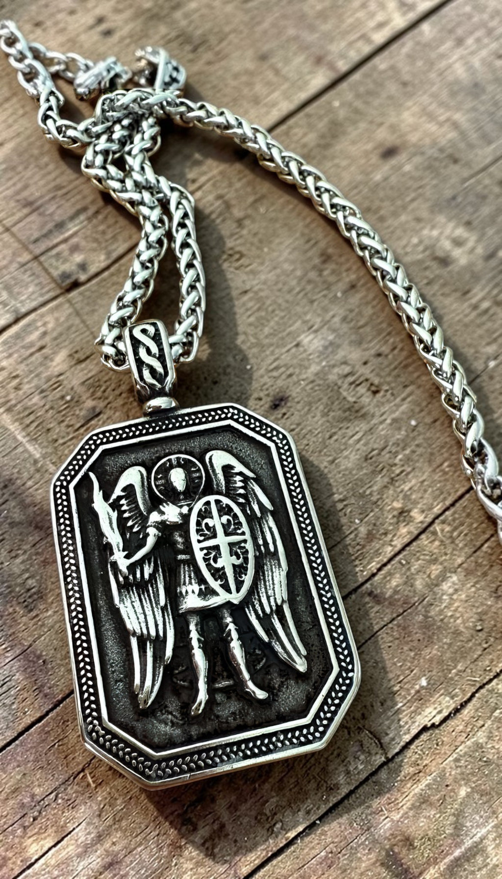 Orthodox St. Michael Archangel - Silver Color - Stainless Steel Medallion