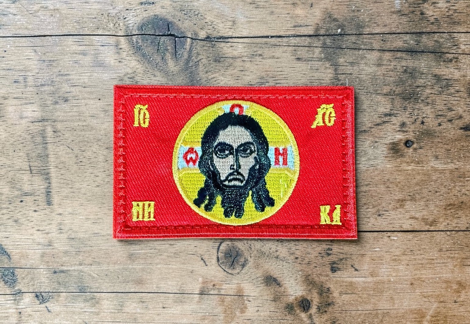 Orthodox Icon of Christ - Red&Yellow Color - Hook & Loop Patch