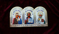 Orthodox Triptych Mother of God, Christ, Saint Nicholas - Silver Color - Icon
