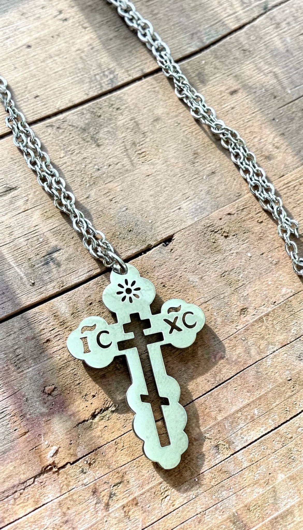 Orthodox IC XC - Silver Color - Stainless Steel Cross