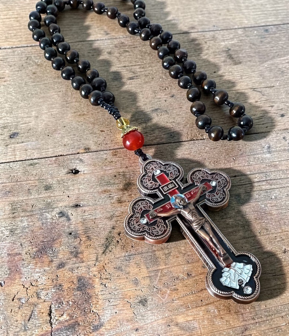 Orthodox Crucifix - Copper Red Color - Stainless Steel Cross