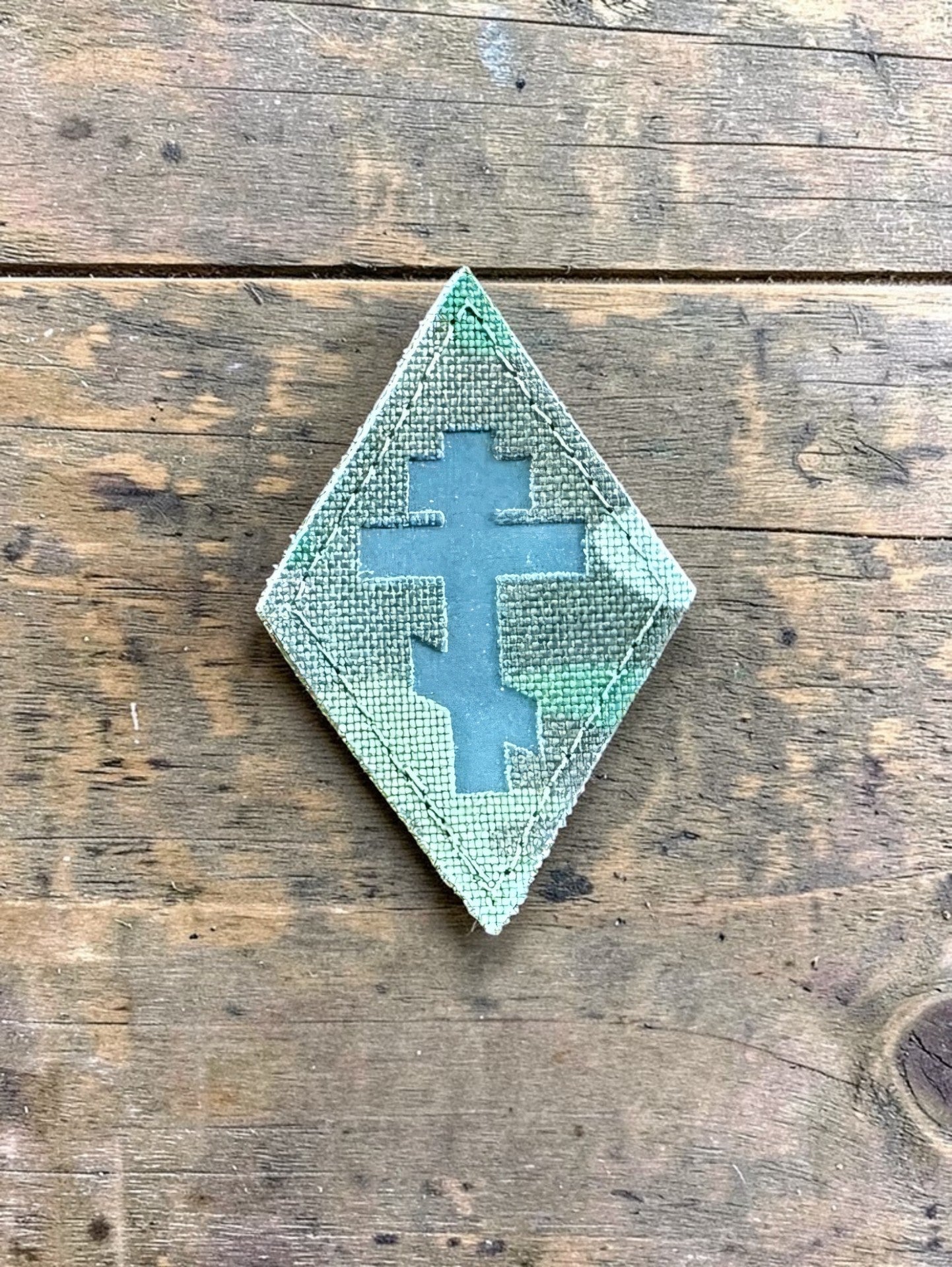 Orthodox Cross - Green Color - Hook & Loop Patch