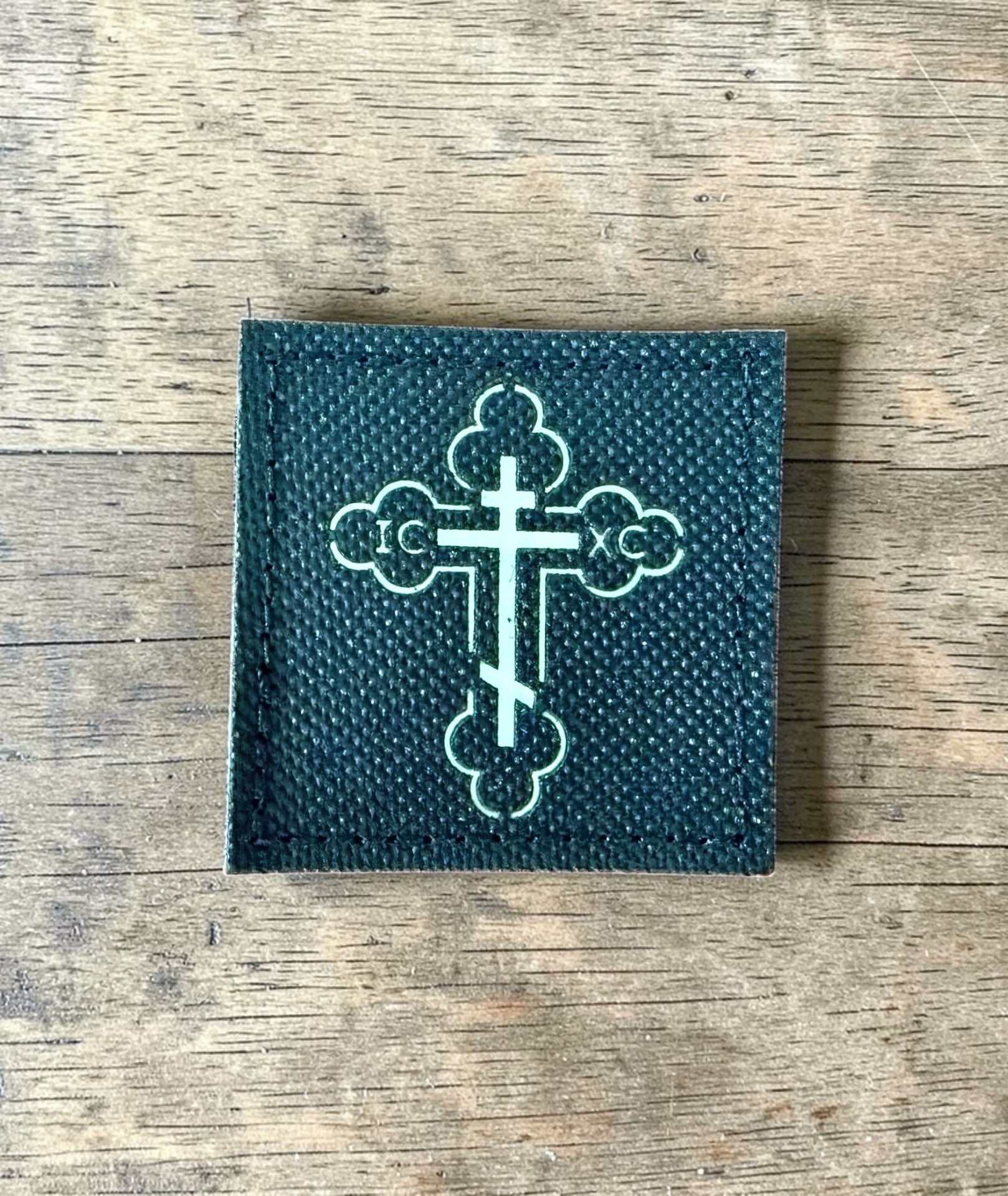 Orthodox IC XC Cross - Black Color - Hook & Loop Patch 2x2in