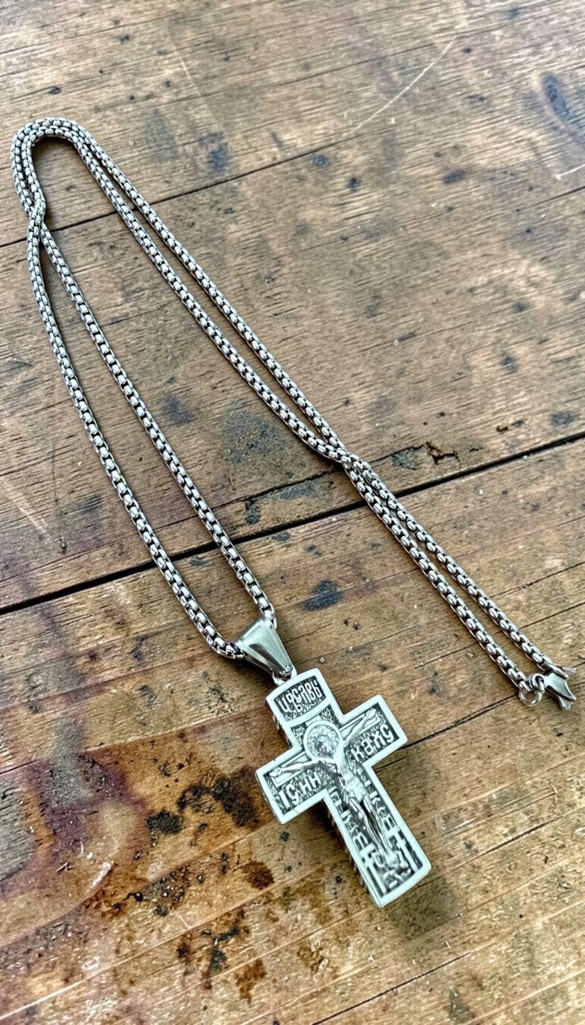 Orthodox Crucifix - Silver Color - Stainless Steel Cross