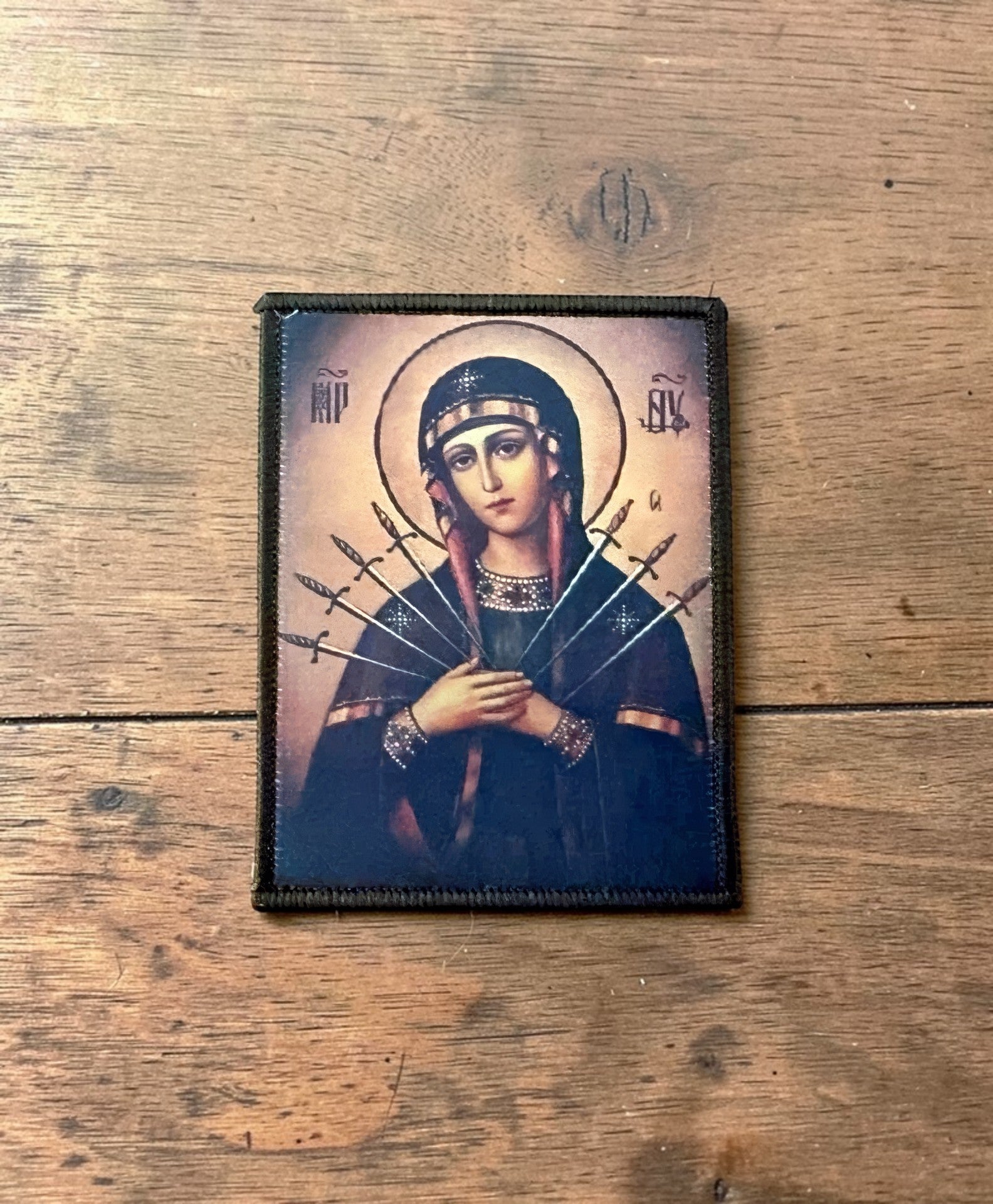 Orthodox Virgin Mary 7 Swords - Hook & Loop Patch