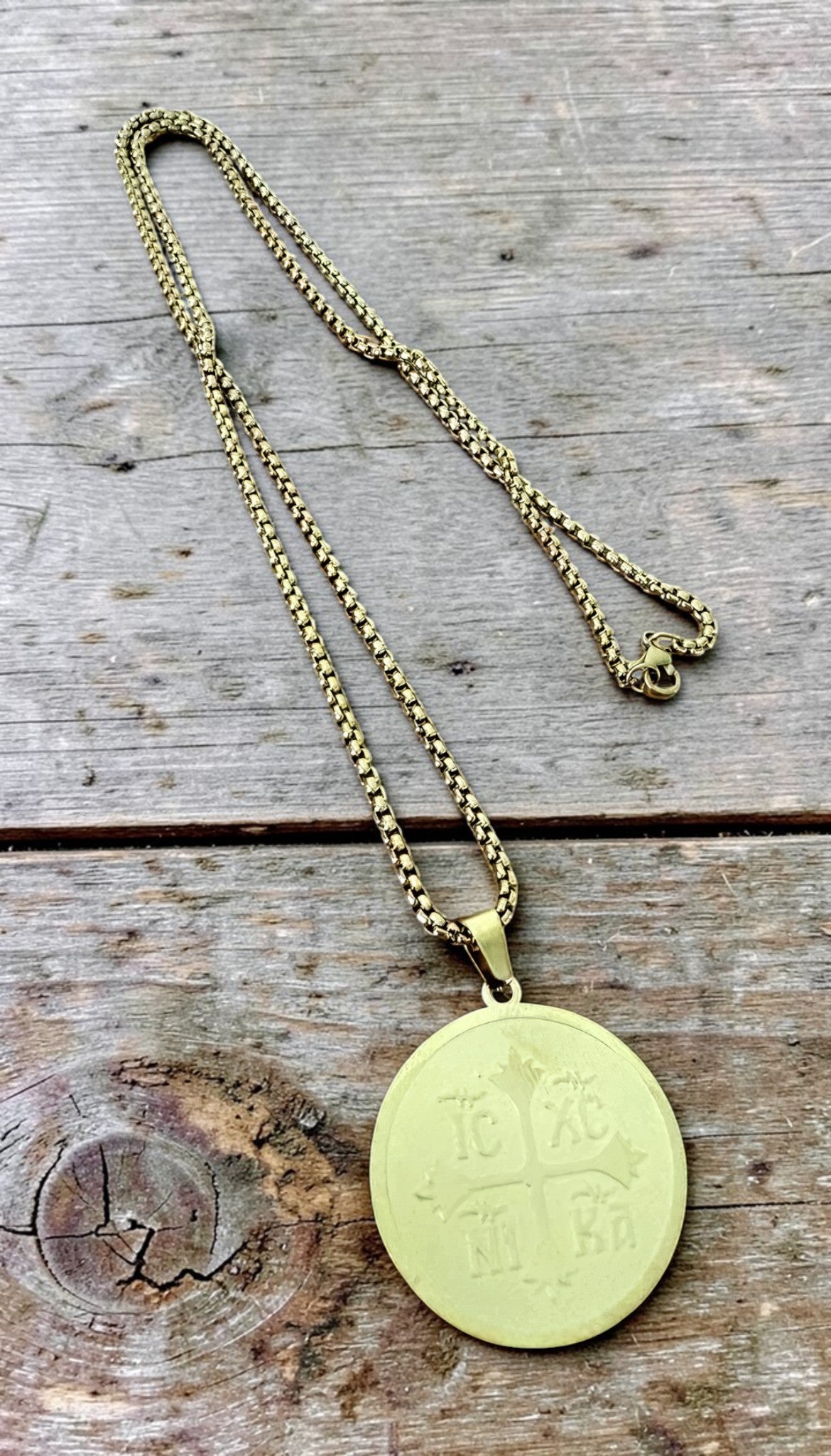 Orthodox IC XC NIKA - Gold Color - Stainless Steel Medallion