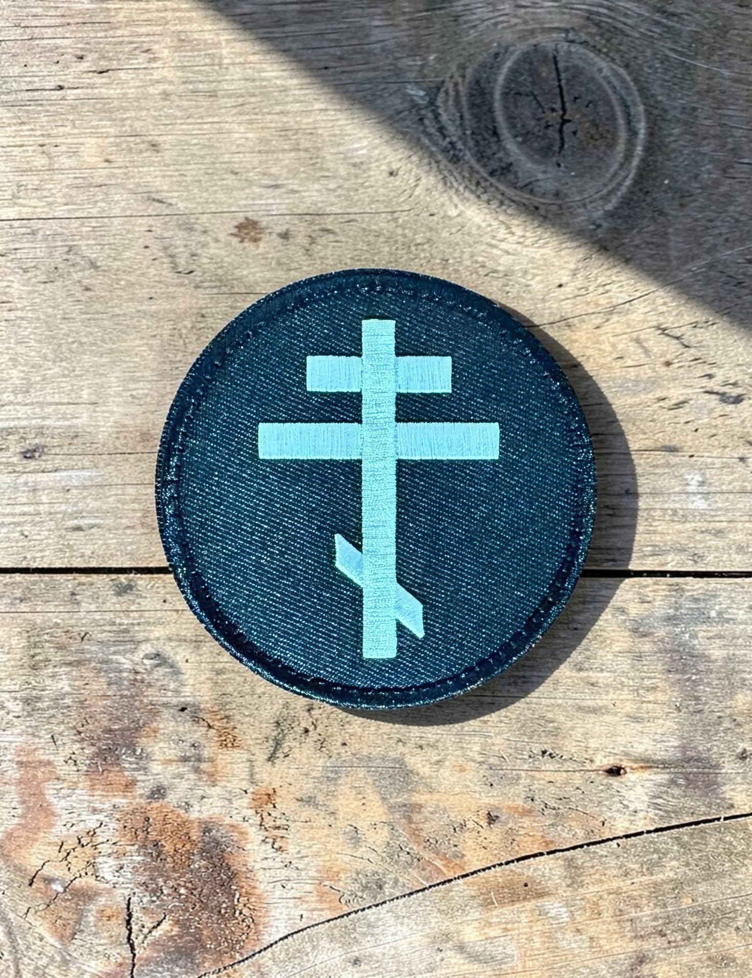 Orthodox Cross - Black&White Color - Hook & Loop Patch