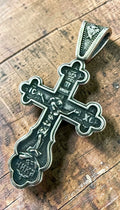 Orthodox Crucifix - Silver Color - Stainless Steel Cross 70x39mm 20.2g