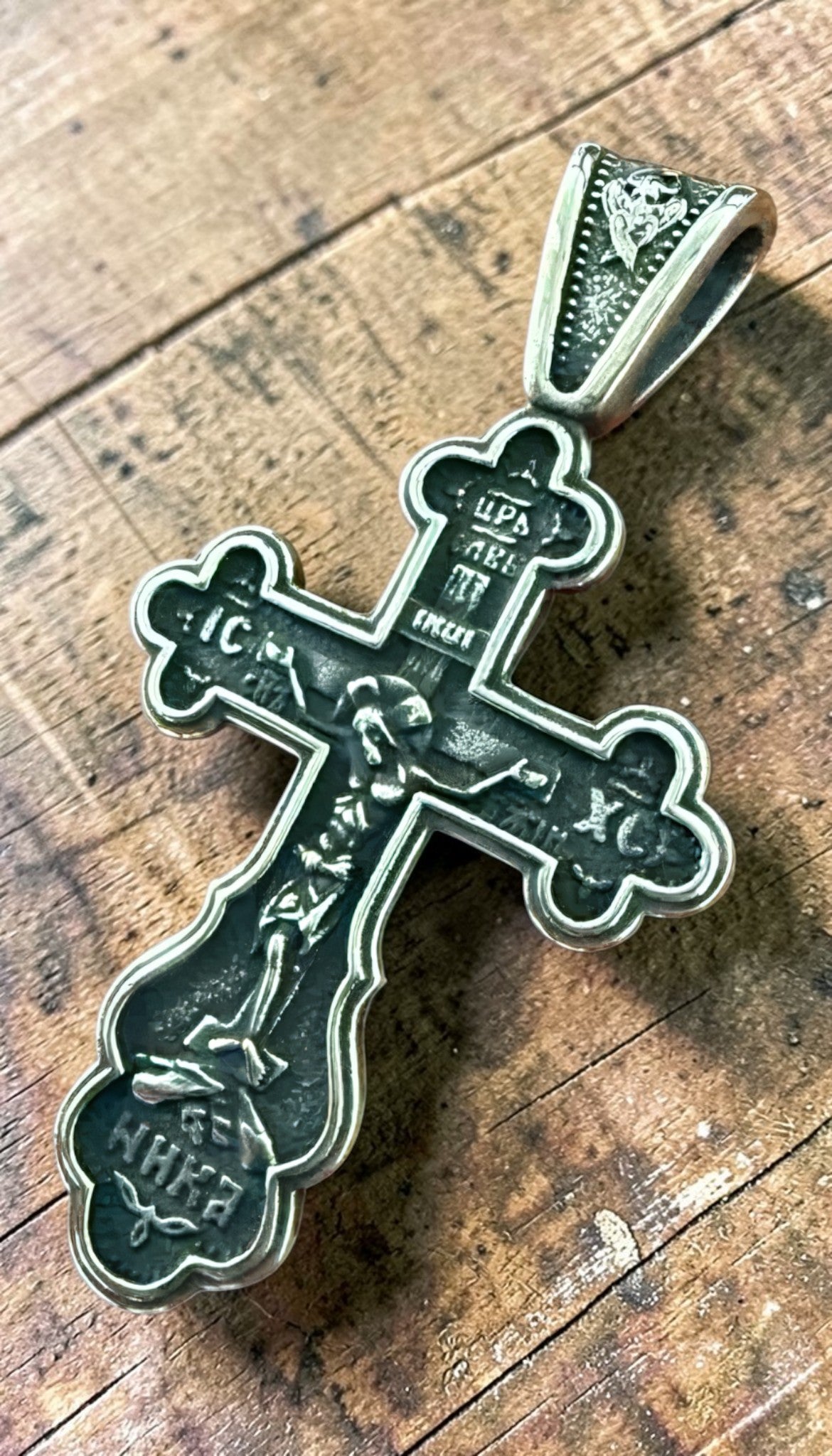 Orthodox Crucifix - Silver Color - Stainless Steel Cross 70x39mm 20.2g