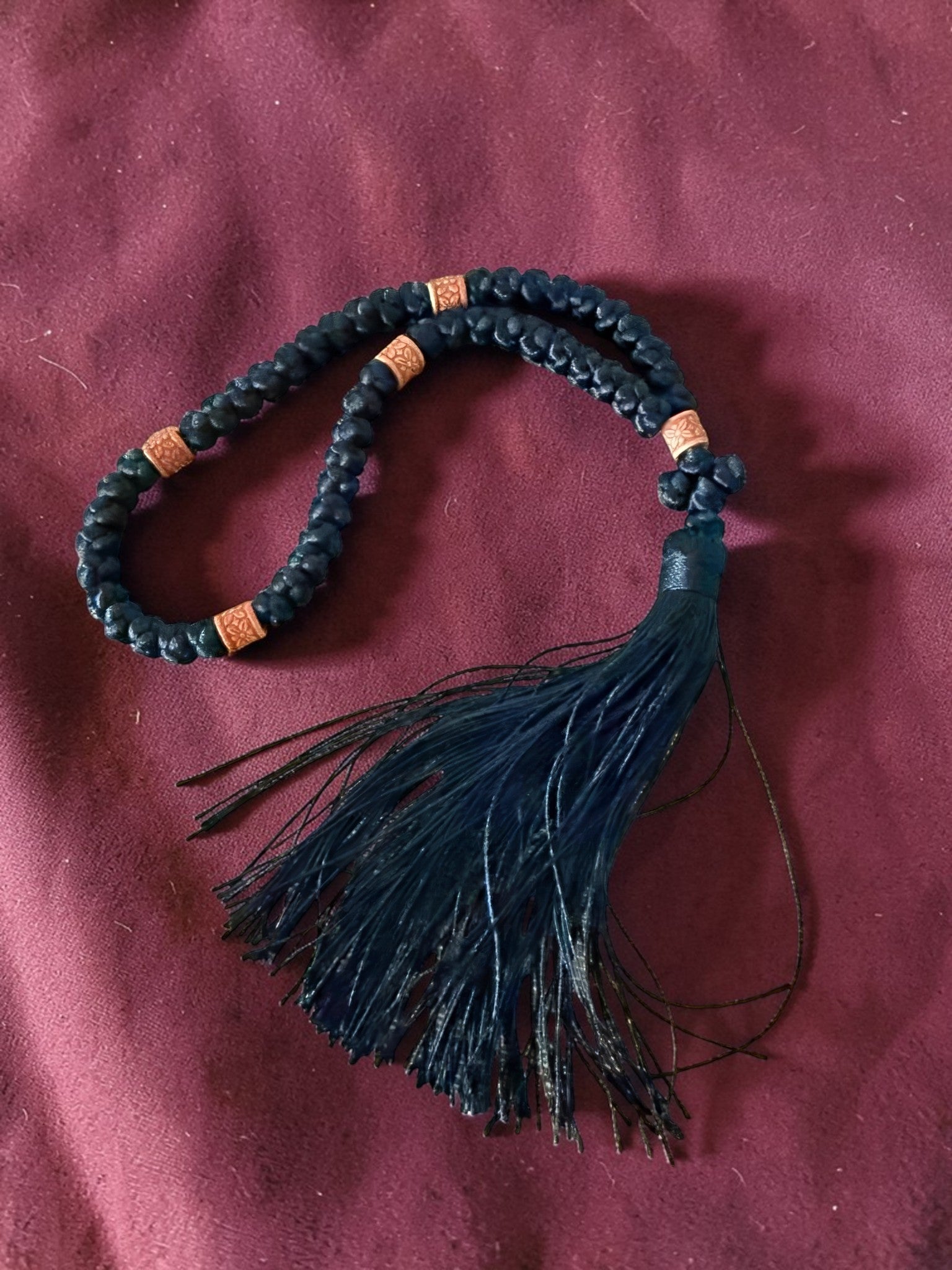 Orthodox Chotki Komboskini - Black Color - Wool Prayer Rope 50 Knots