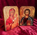 Orthodox Diptych Virgin Mary & Jesus Christ - Folding Wooden Icon