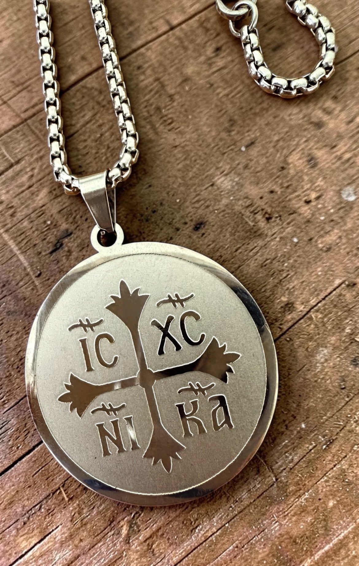 Orthodox IC XC NIKA - Silver Color - Stainless Steel Medallion