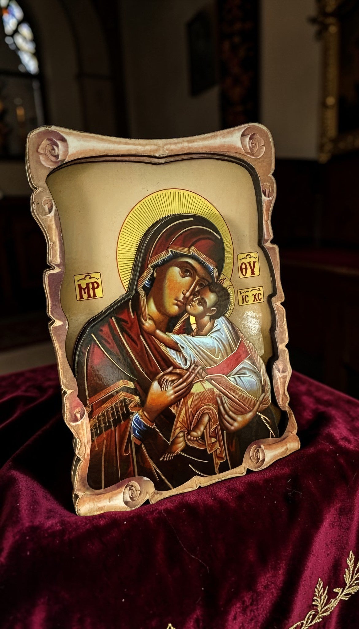 Orthodox Mother of God & Christ - Wooden Icon 14х9cm