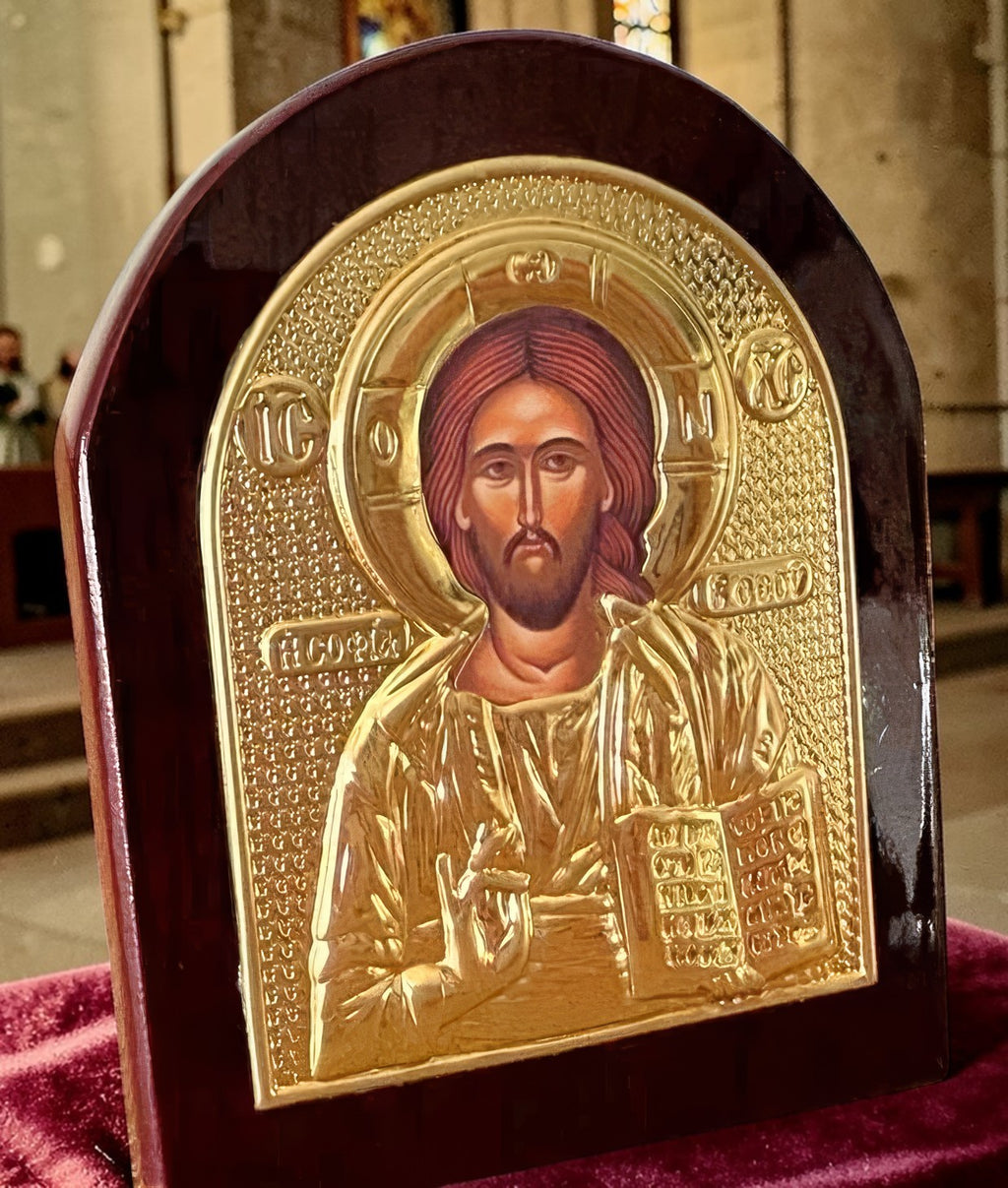 Orthodox Jesus Christ Pantocrator - Gold Color - Wooden Icon