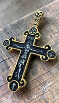 Orthodox Crucifix - Black&Gold Color - Stainless Steel Cross