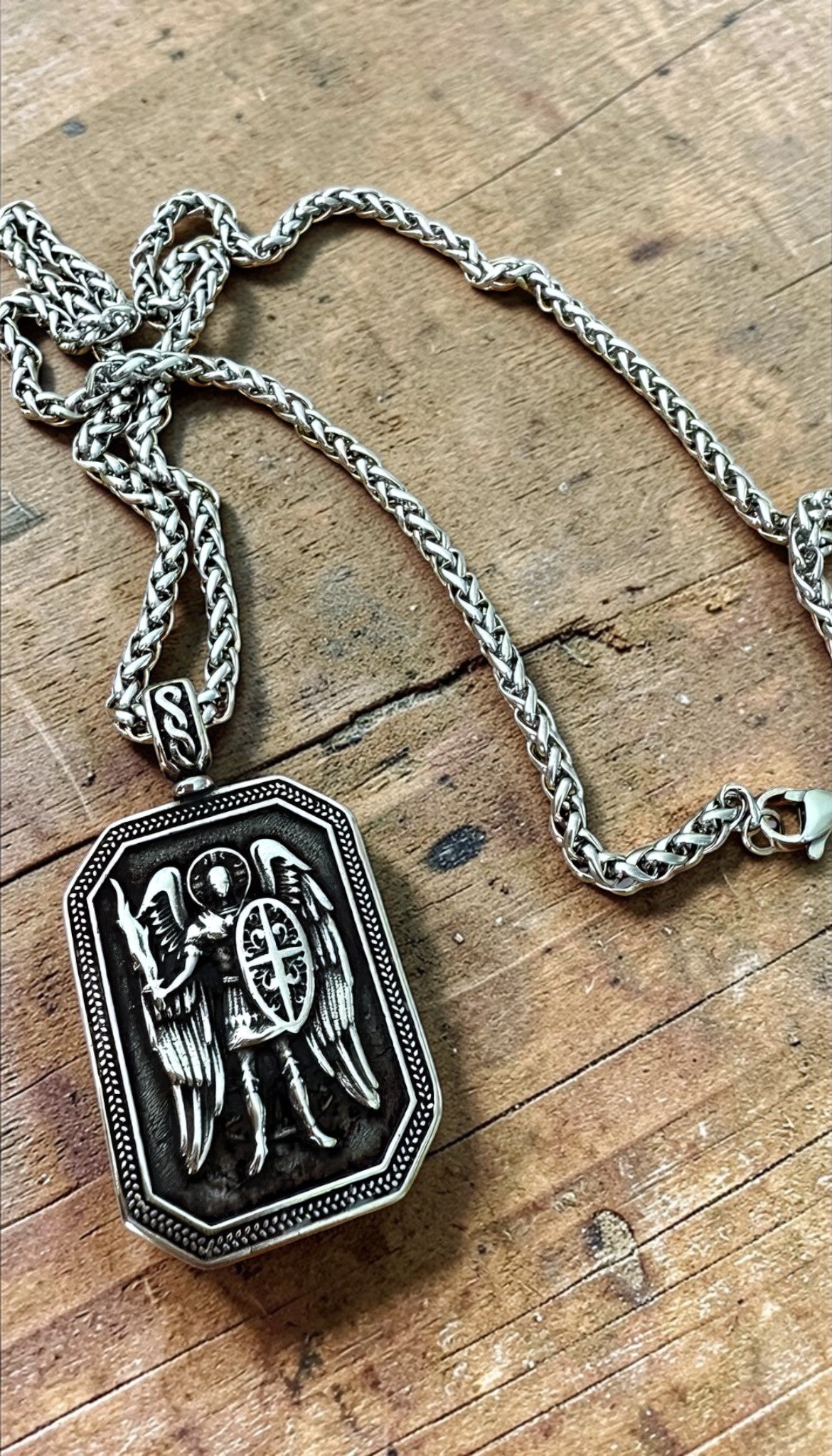 Orthodox St. Michael Archangel - Silver Color - Stainless Steel Medallion