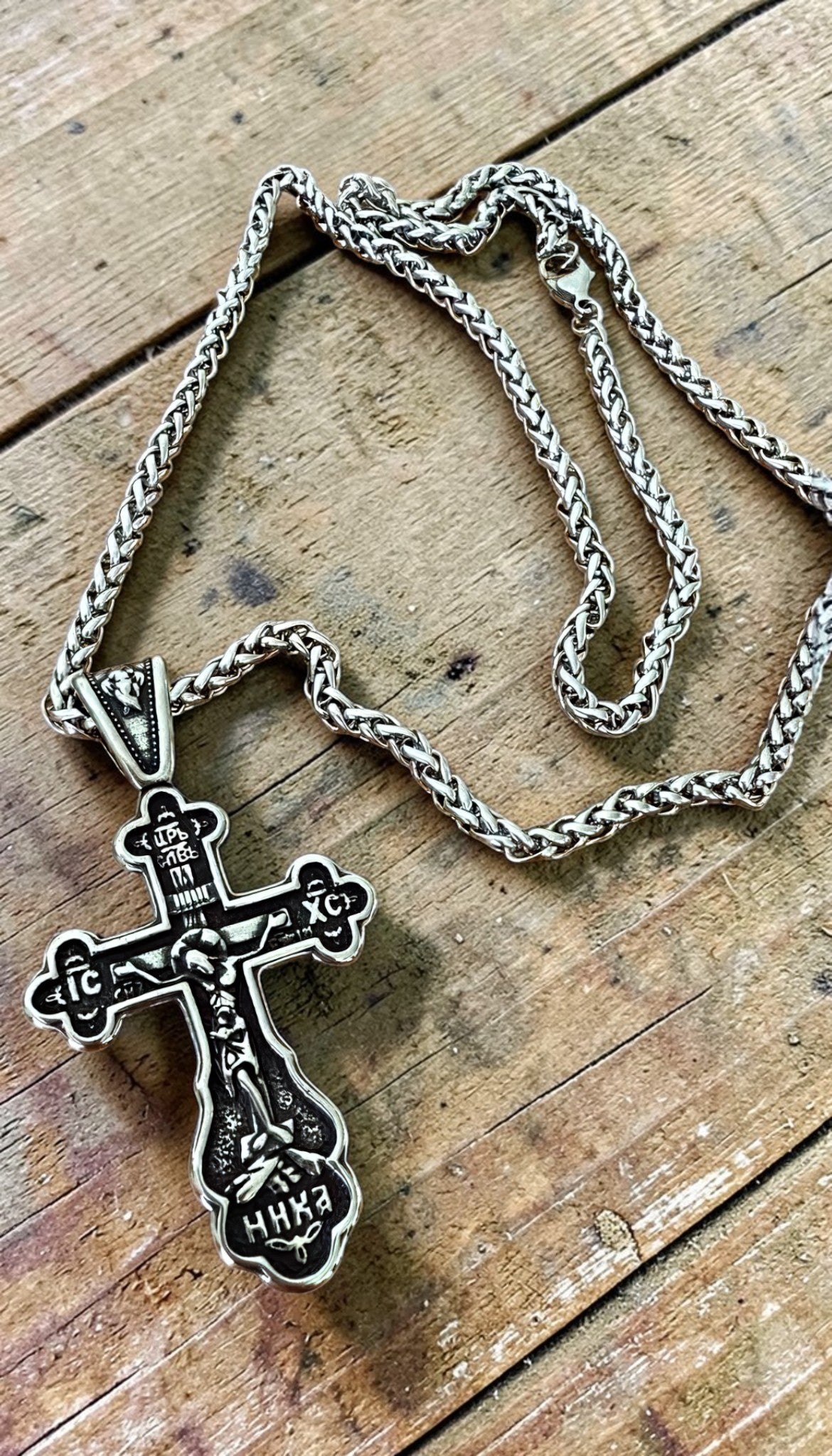 Orthodox Crucifix - Silver Color - Stainless Steel Cross
