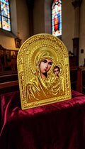 Orthodox Virgin Mary Holding Jesus - Gold Color - Icon
